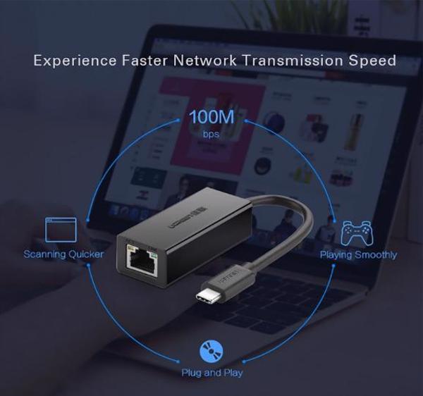 Đầu chuyển đổi USB-C to LAN 10/100 Ugreen 30287 Chính Hãng