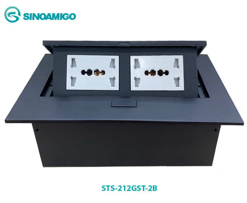 Hộp ổ điện âm bàn cao cấp sinoamigo STS-212GST-2B mà đen