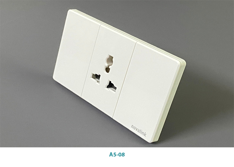 Mặt ổ cắm đơn 3 chấu đa năng novalink mã A5-08 công xuất 15A điện áp 220V-250V cao cấp