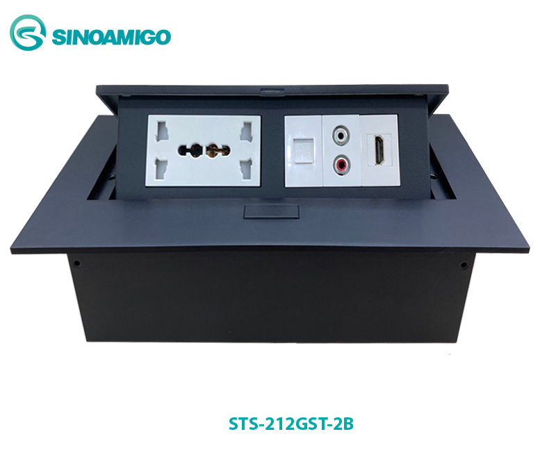 Hộp ổ điện âm bàn cao cấp sinoamigo STS-212GST-2B mà đen