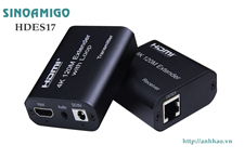 Bộ kéo dài HDMi to LAN 120m Sinoamigo mã  HDSE17  Hỗ trợ 4K 60Hz