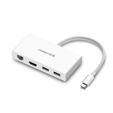 Cáp chuyển đổi USB-C to HDMI+Hub USB + LAN Ugreen  40377